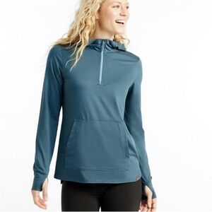 LL Bean Women's All-Day Active UPF Quarter Zip Pullover Hoodie, Blue XL